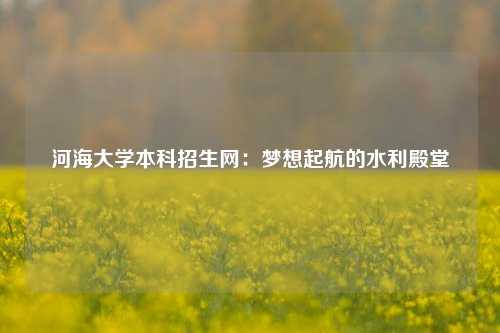 河海大学本科招生网:梦想起航的水利殿堂